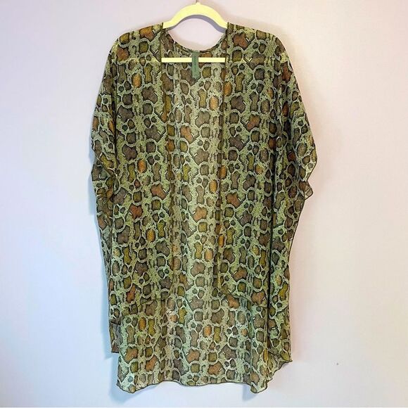 Honeyme Curvy Snake Print Chiffon Cardigan Wrap Longline Open Front Size Large - Picture 1 of 8